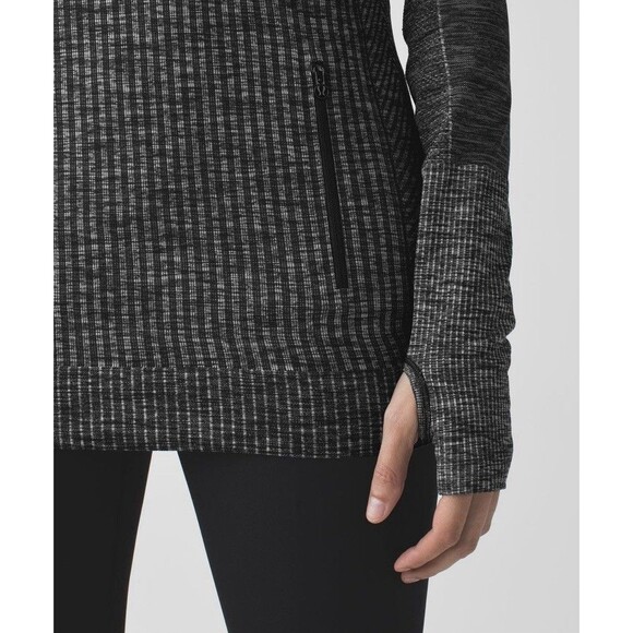 LULULEMON Womens Charcoal Multi Pattern Pullover Hooded Activewear Sweatshirt - Picture 10 of 11